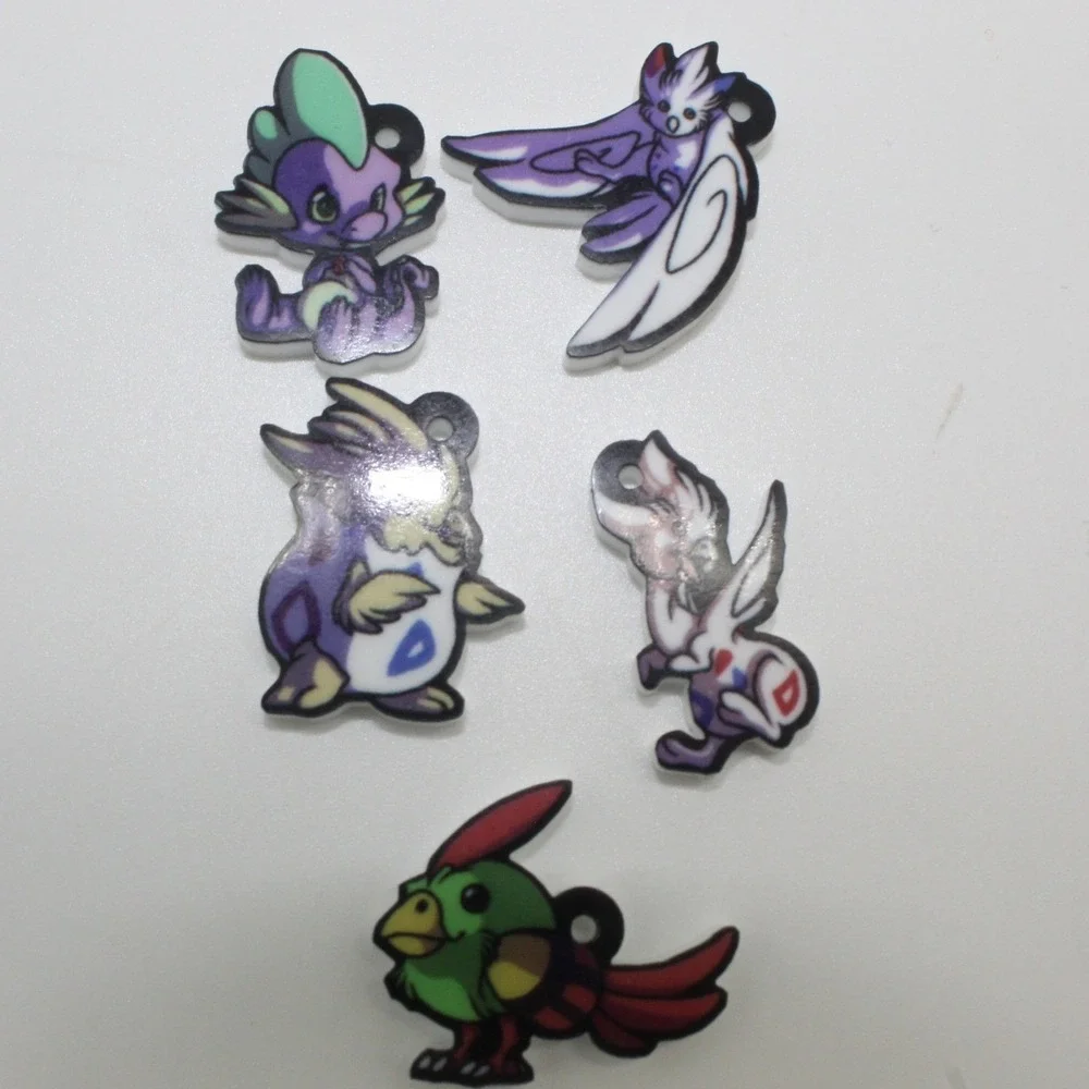Unbranded Acrylic Monster Charms Unisex Purple Green Good Fantasy Set of 5 Craft